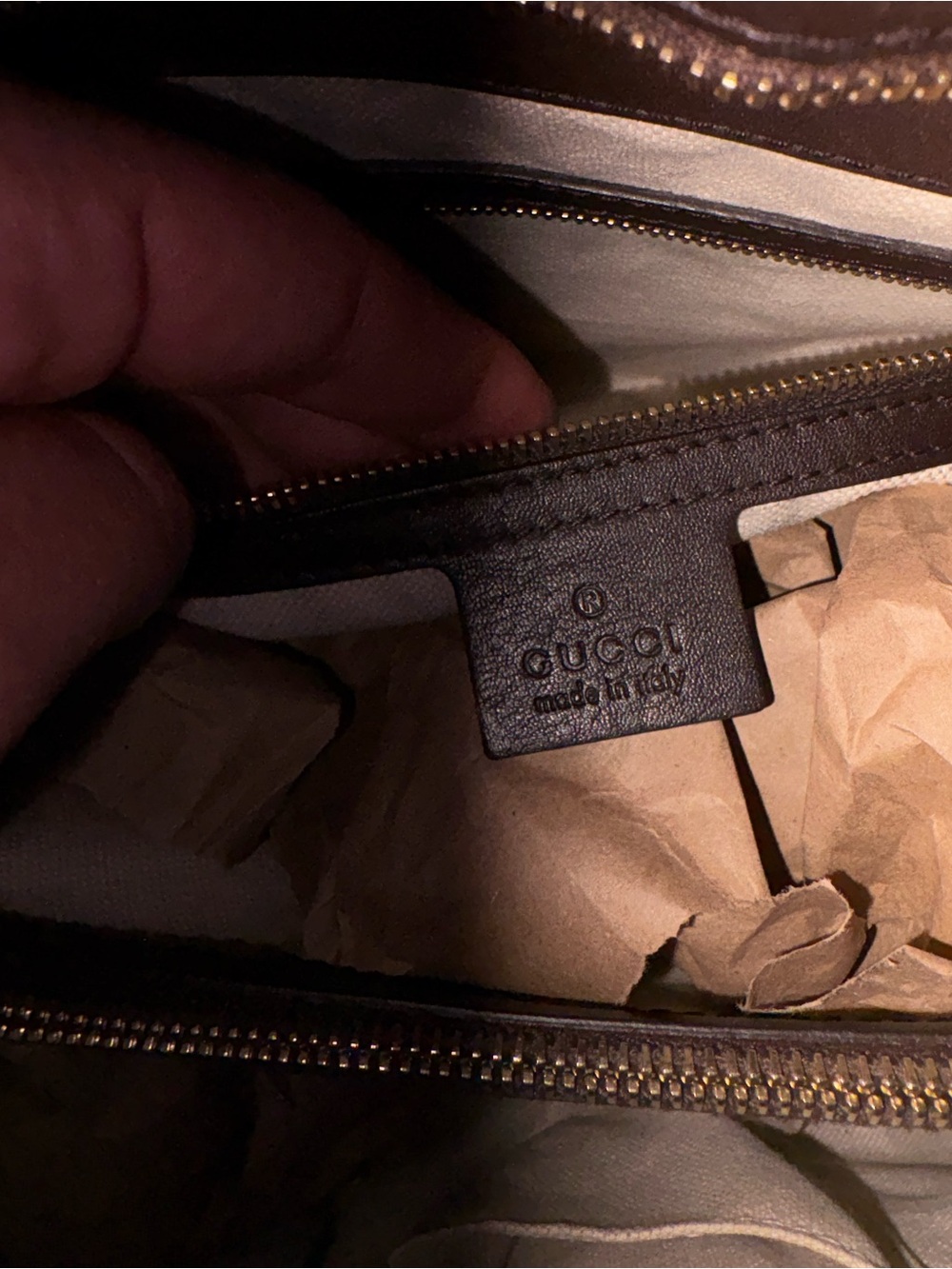 Gucci Brown GG Monogram Shoulder Bag with Gold Accents - Picture 7 of 8